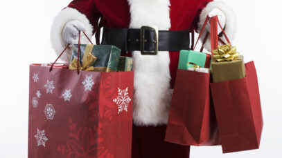 Santa Carrying Shopping Bags