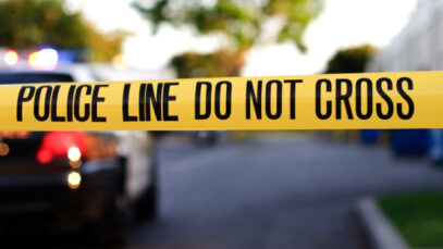 A police crime scene tape close-up