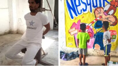 Luis Manuel Otero foto facebook y obras con niños mirando