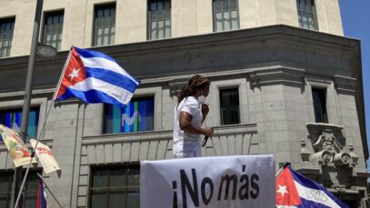cubanos en Madrid protesta